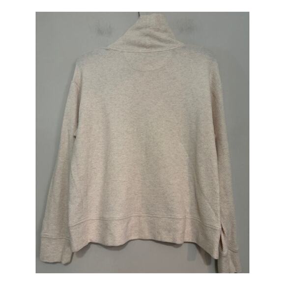 Faherty Thermal Mock Neck Pullover Sweater Womens Small Oatmeal Waffle - Picture 2 of 6